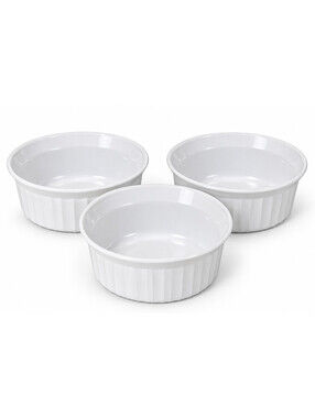 3 Vintage Corning Ware French White F-16-B Round Casserole Dishes NOS